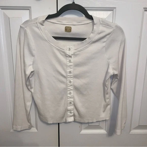 Free People Perfect Tones Set with Midi Skirt and Button Up Cardigan in Ivory - Picture 8 of 12